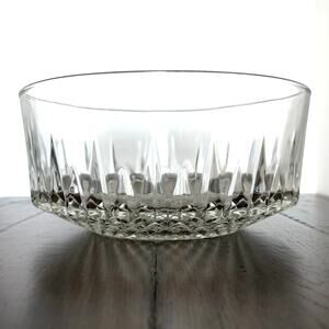 Vintage Arcoroc Glass Serving Bowl Diamond Point Starburst Salad Fruit 9"